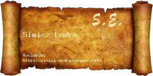Simicz Endre névjegykártya